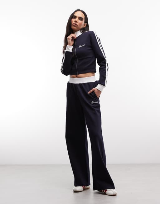 Cernucci – Weiche Jogginghose in Marineblau mit weitem Bein und Logo, Kombiteil, 2 von 5