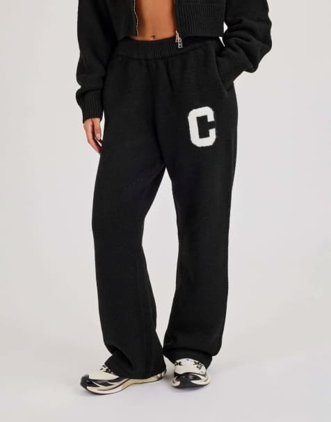 Cernucci Wide leg knitted jogger in black - view 1