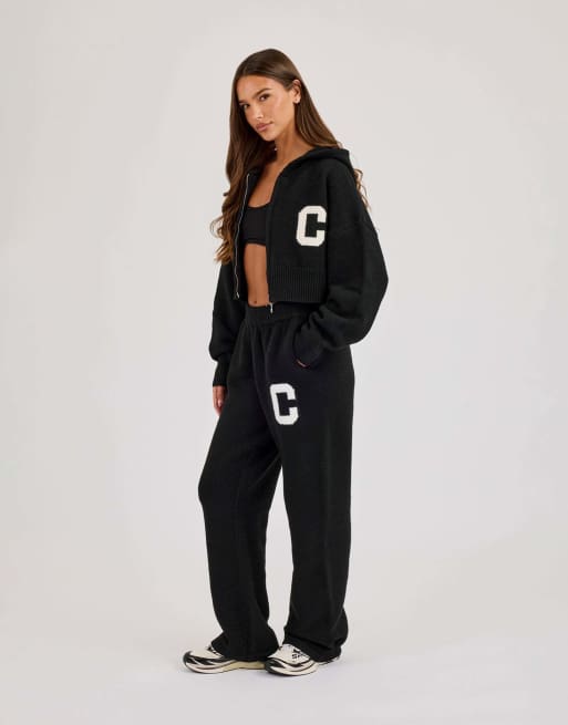 Cernucci Wide leg knitted jogger in black, 2 of 4