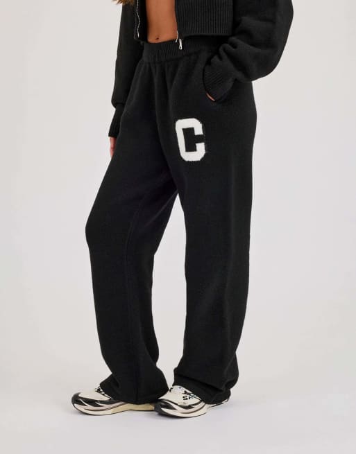 Cernucci Wide leg knitted jogger in black, 3 of 4