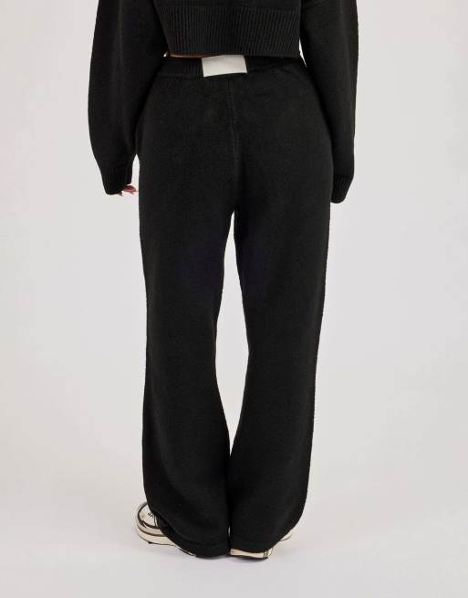 Cernucci Wide leg knitted jogger in black, 4 of 4