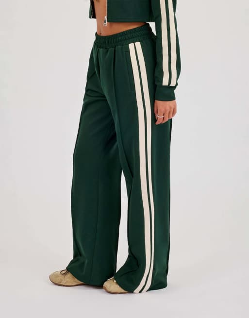 Cernucci Wide leg taping track pant in green, 2 of 4