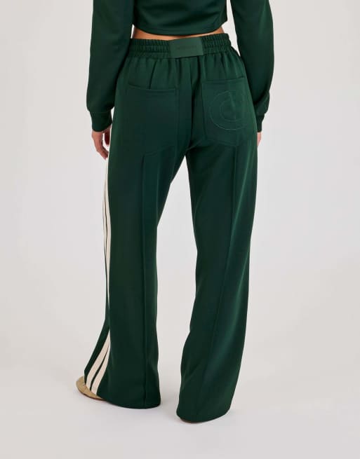 Cernucci Wide leg taping track pant in green, 3 of 4