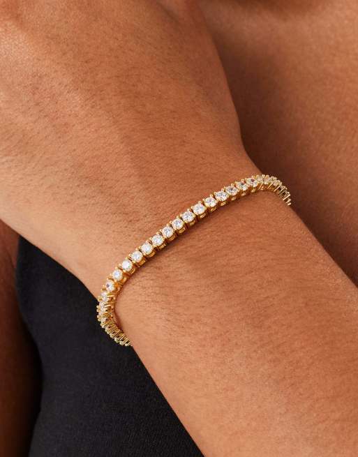 Cernucci Womens 3mm tennis bracelet in gold, 3 of 4