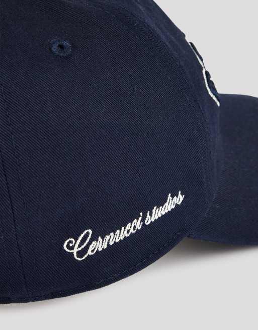 Cernucci Womens embroidered cap in navy, 3 of 4