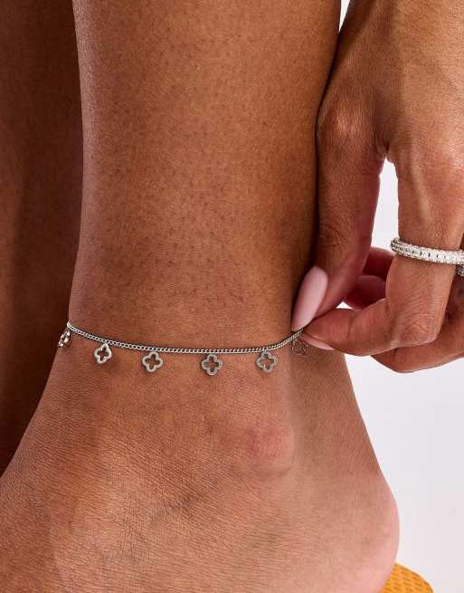 Cernucci Womens multi motif anklet - 6mm in silver, 2 of 4