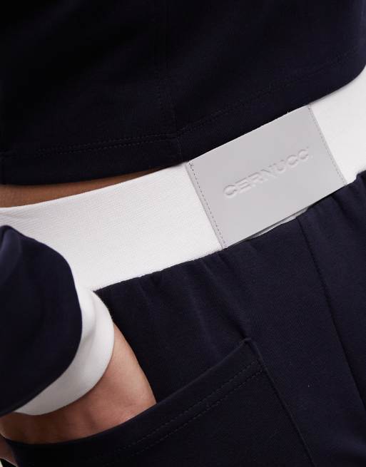 Cernucci - Zachte joggingbroek met wijde pijpen en logo in marineblauw, deel van co-ord set, 5 van 5