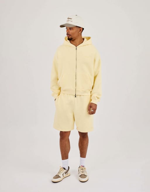 Cernucci Zip through boxy hoodie in yellow, 2 of 4