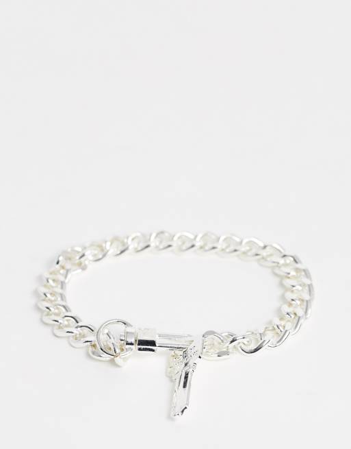 Chained & Able - Bracciale a catena con ciondolo a chiave argento