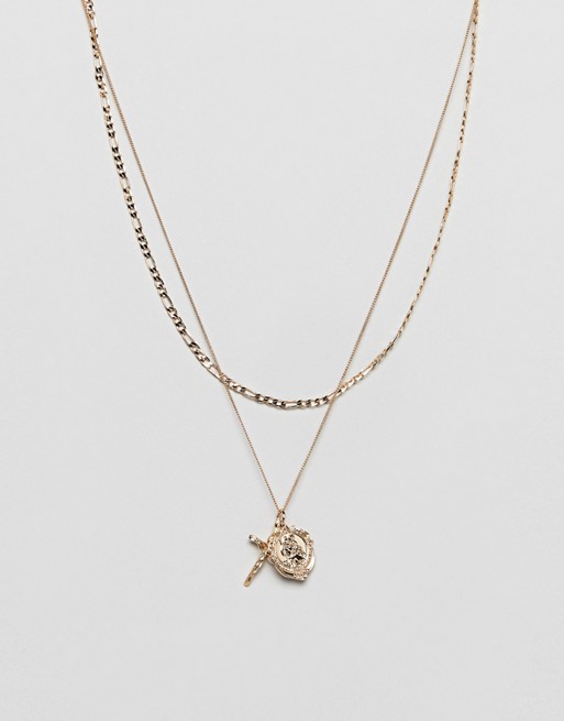 Chained & Able double layer bunch necklace in gold