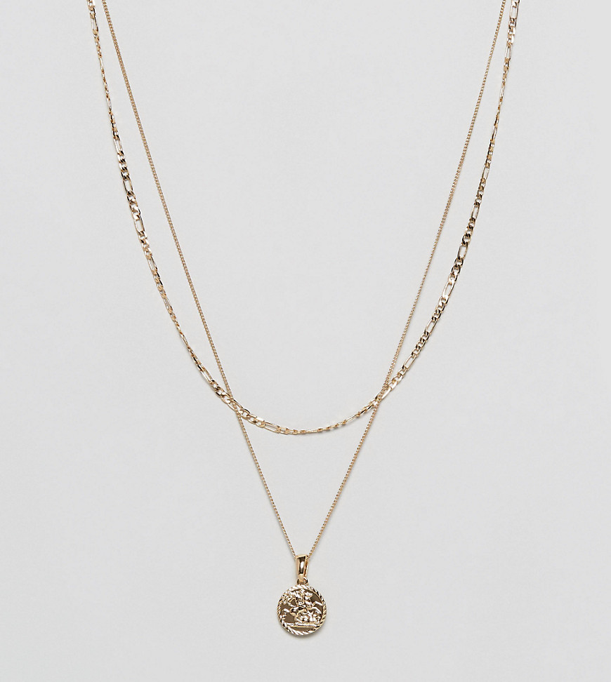 Chained & Able - Ketting met verschillende lagen en mini-medaillon in goud, exclusief bij asos