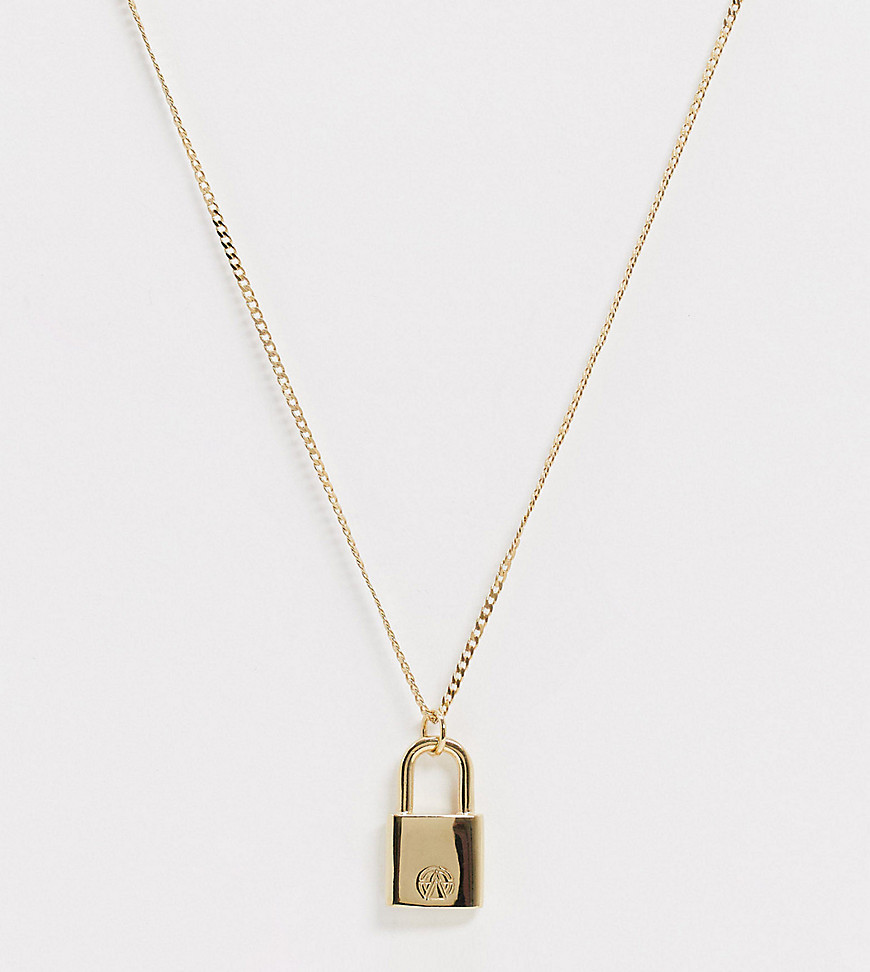 Chained & Able - Ketting met vierkante hanger van echt zilver-Goud