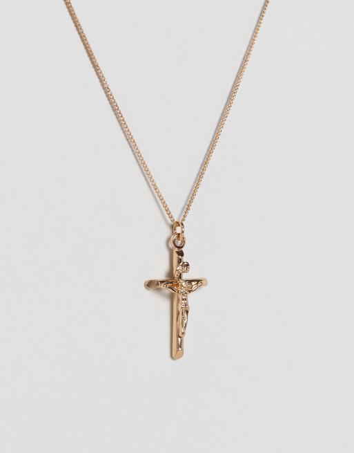 Chained & Able Mini Crucifix necklace in gold