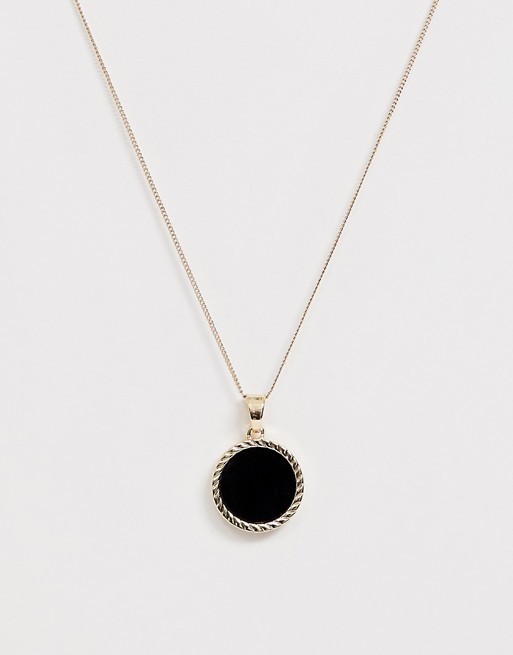 Chained & Able mini onyx round medallion neck chain in gold