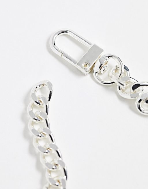 Chained & Able neck chain with padlock charm in silver