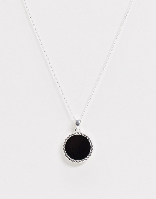 Chained & Able necklace with onyx pendant in silver
