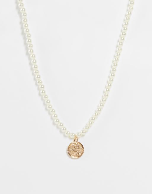 Chained & Able – Perlenhalskette mit goldfarbenem Anhänger 