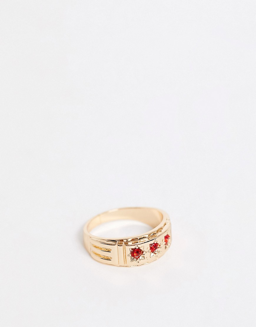 Chained & Able - Ring met steendetail in goud