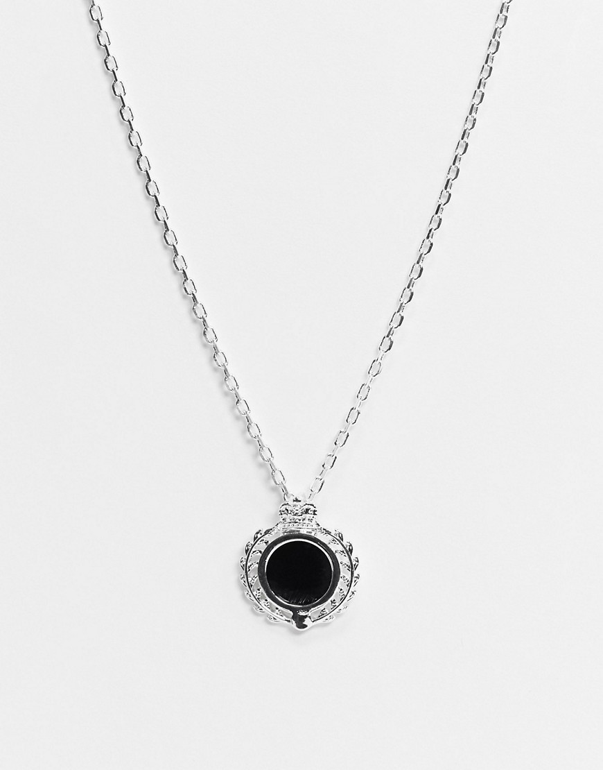 Chained & Able – Silverfärgat halsband med svart berlock med sten
