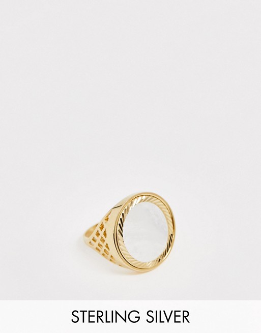 Chained & Able sovereign ring in gold plated sterling silver