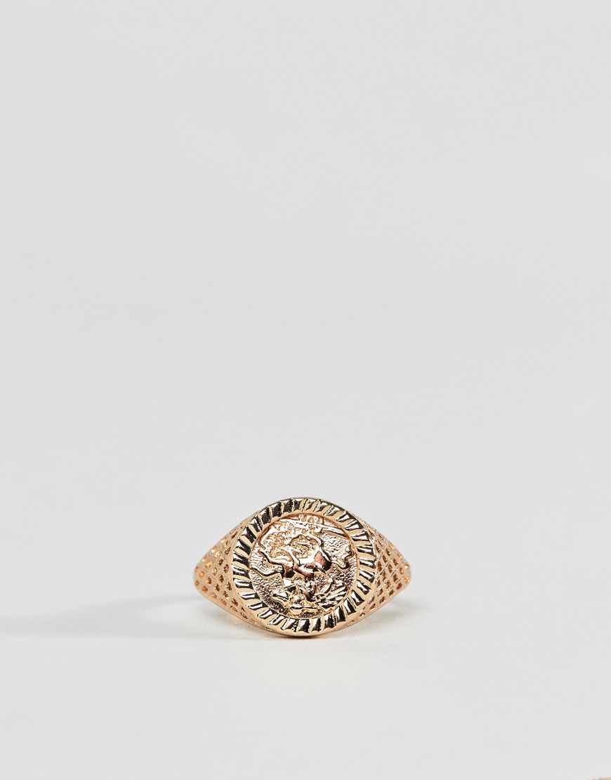 Chained & Able soverign pinky ring in gold