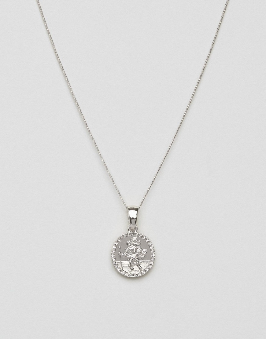 Chained & Able St Christopher Mini medallion necklace in silver
