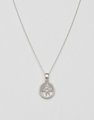 Chained & Able St. Christopher Minimedaljong-halsband i silver