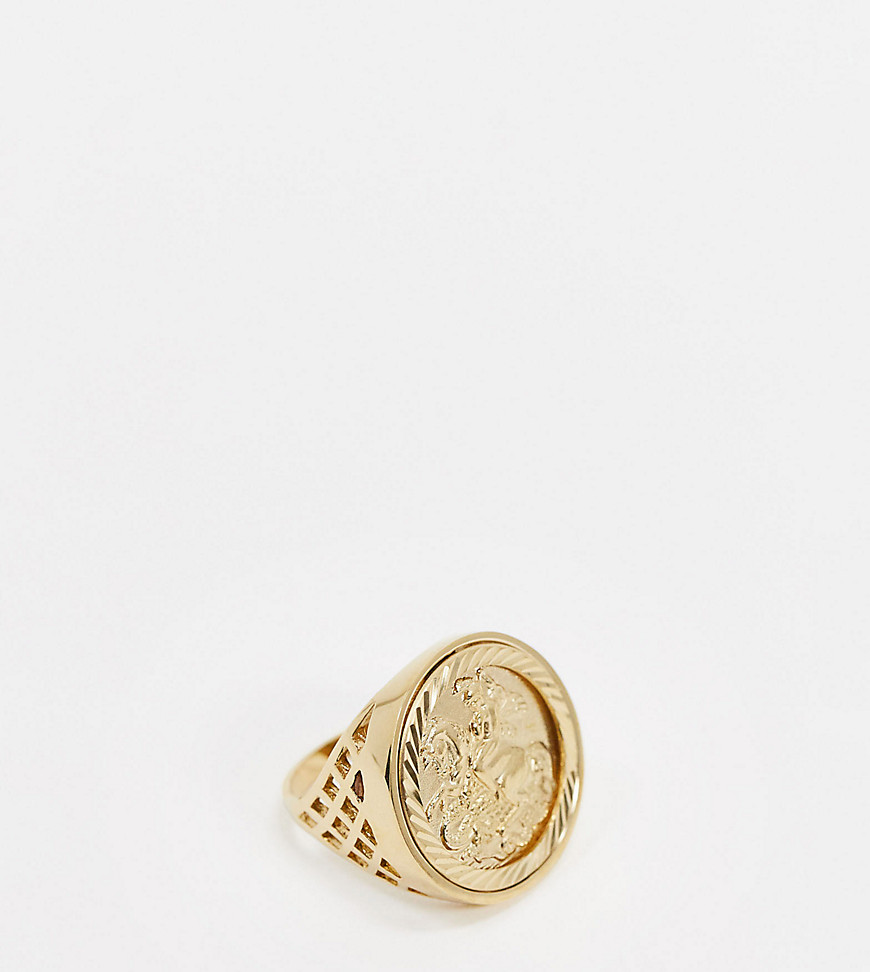 Chained & Able St George sovereign ring with gold plating