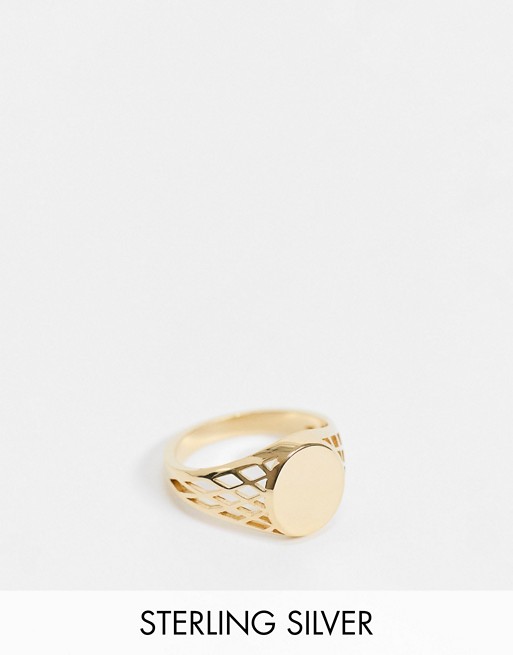 Chained & Able sterling silver gold plated signet ring