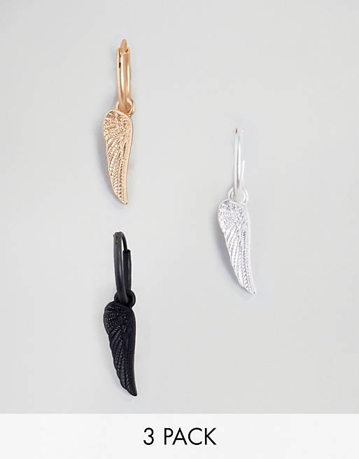 Chained & Able Wing earrings in 3 pack