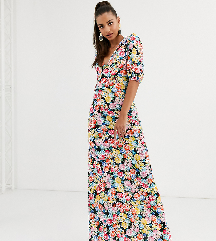 фото Чайное платье макси с цветочным принтом и бретельками на спине asos design tall-мульти asos tall