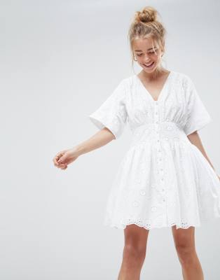 фото Чайное платье мини asos design-белый