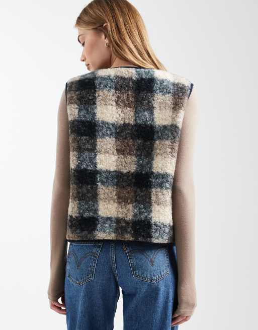 Chaleco a cuadros con lazos de borreguito de ASOS DESIGN, 4 de 4