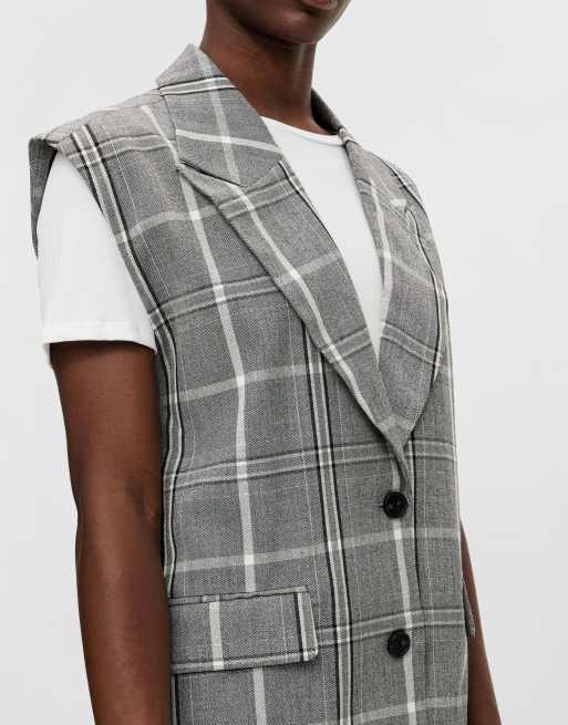 Chaleco a medida Object en cuadros grises - GRIS, 2 de 4