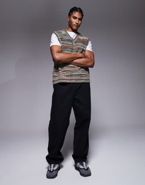 Chaleco a rayas multicolores extragrande de punto texturizado de ASOS DESIGN - view 1