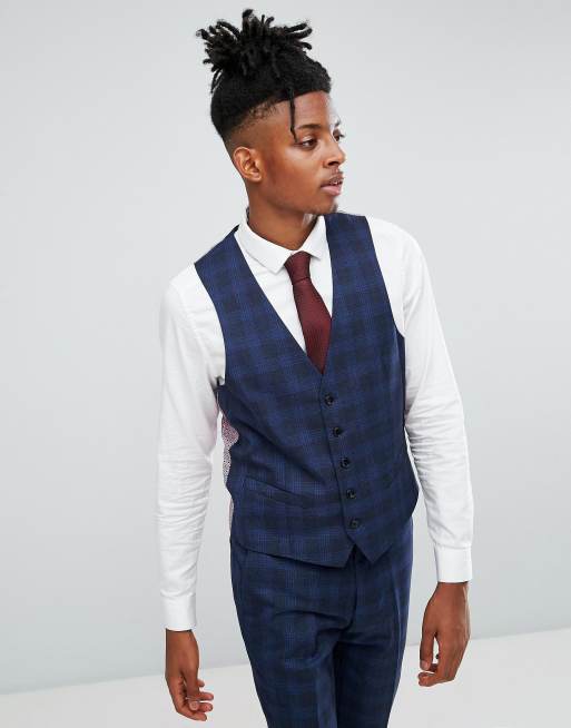 Traje ajustado con cuadros Príncipe de Gales en azul de Rudie , 4 de 4