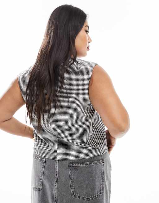 Chaleco asimétrico con estampado de pata de gallo de ASOS DESIGN Curve, 2 de 4