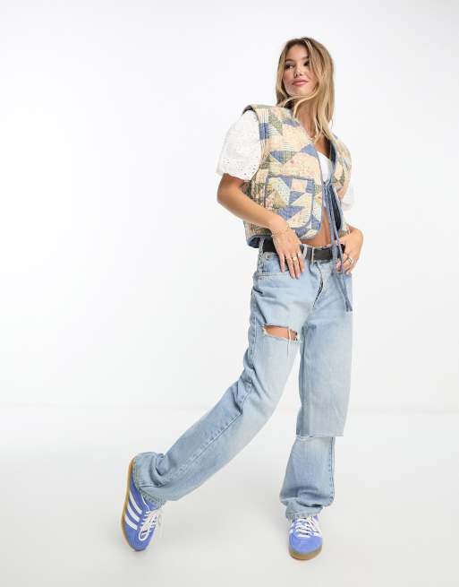 Chaleco azul con diseño reversible de cambray y patchwork Joan de Polo Ralph Lauren