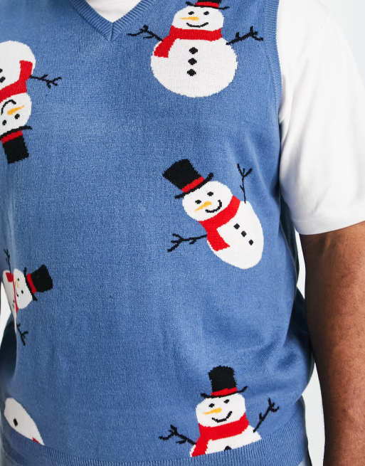DiBanGu Chaleco De Navidad Azul Brillante Para Hombre, Chaleco De Navidad Con Copo De Nieve Para Festival De Navidad, Fiesta De Vacaciones, Azul
