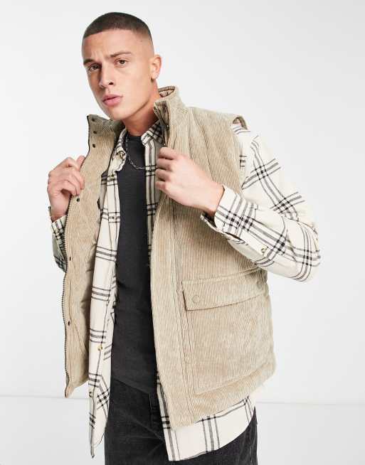 Chaleco beis acolchado de punto de Only & Sons 