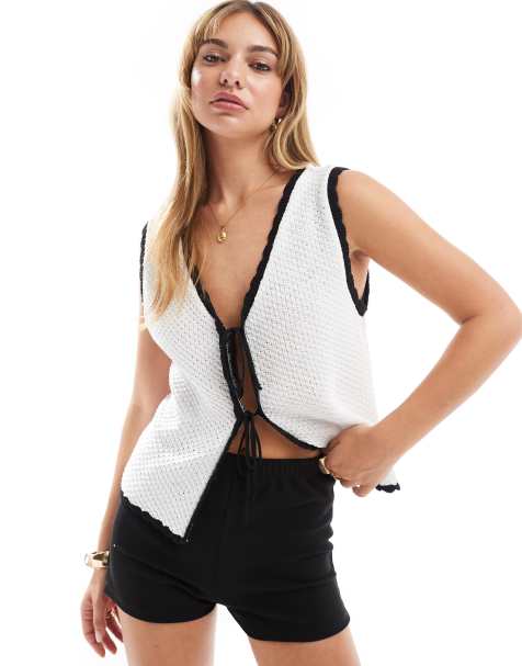 Chaleco blanco con ribetes en contraste de punto de ASOS DESIGN - view 1