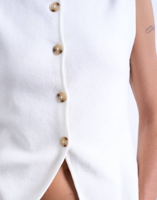 Chaleco blanco marfil de punto compacto de Topshop, 3 de 4