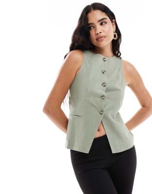 Chaleco caqui con cuello subido de ASOS DESIGN - view 1