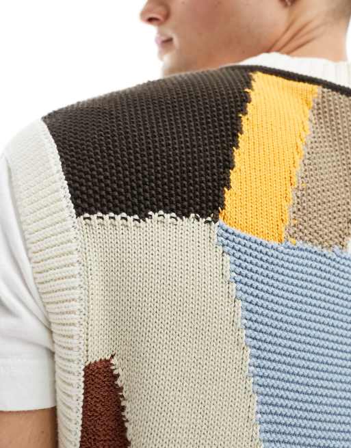 Chaleco color crema con estampado geométrico artístico de punto de GANT, 3 de 4