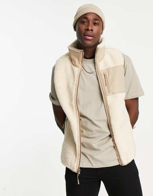 Chaleco color crema de sherpa de Abercrombie & Fitch