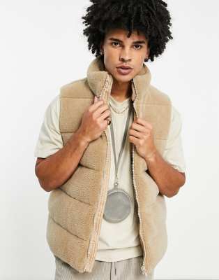 Chaleco color piedra de borreguito de ASOS DESIGN