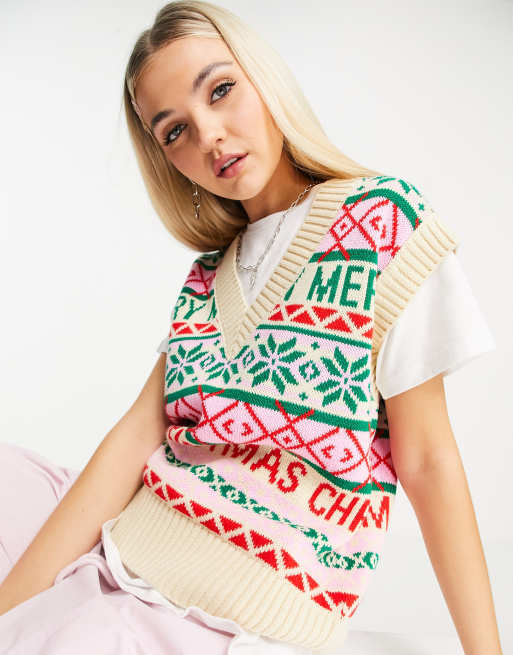 Chaleco con diseño de grecas alpinas de Navidad de ASOS DESIGN |