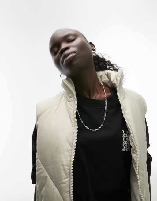 Chaleco de plumas blanco hueso de Topshop Petite ASOS