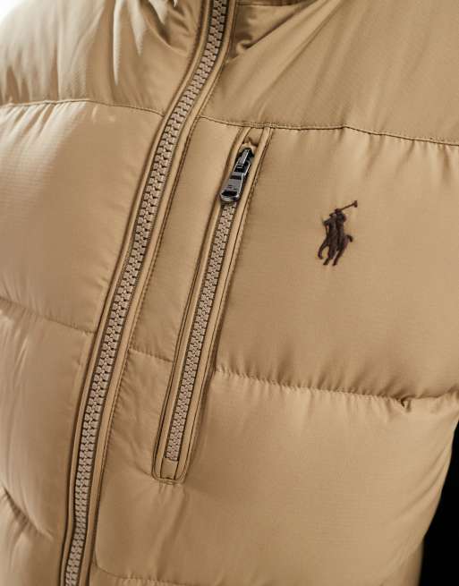 Chaleco de plumas caqui tostado de plumón de Polo Ralph Lauren, 3 de 4