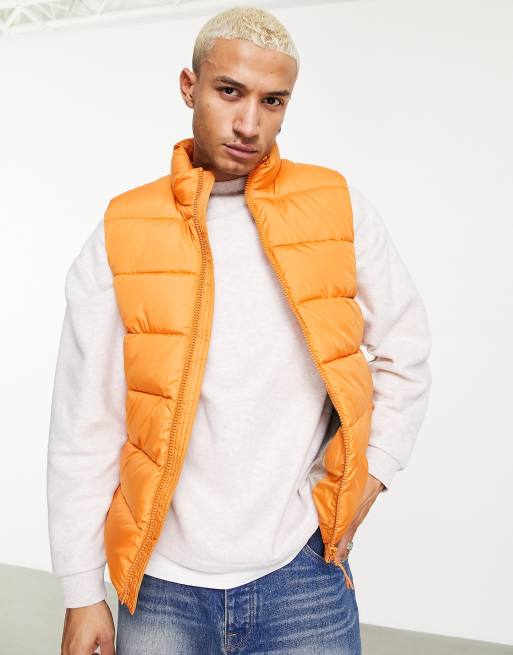 Chaleco de plumas naranja con forro en contraste de ASOS DESIGN | ASOS